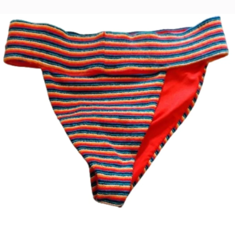 Frankies Bikinis Sunset Stripe Terrycloth Bikini Bottom Sz S